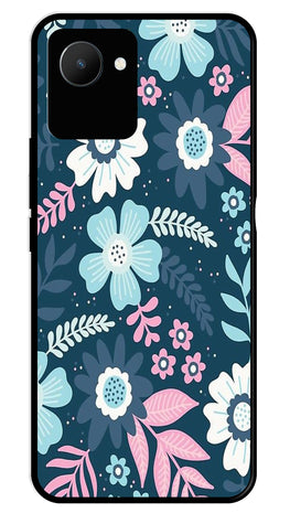 Flower Leaves Design Metal Mobile Case for Realme C30   (Design No -50)