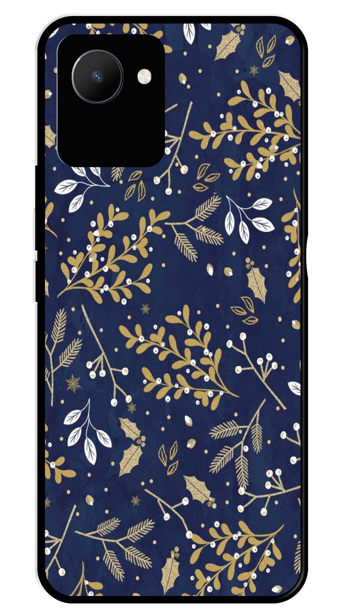 Floral Pattern  Metal Mobile Case for Realme C30   (Design No -52)