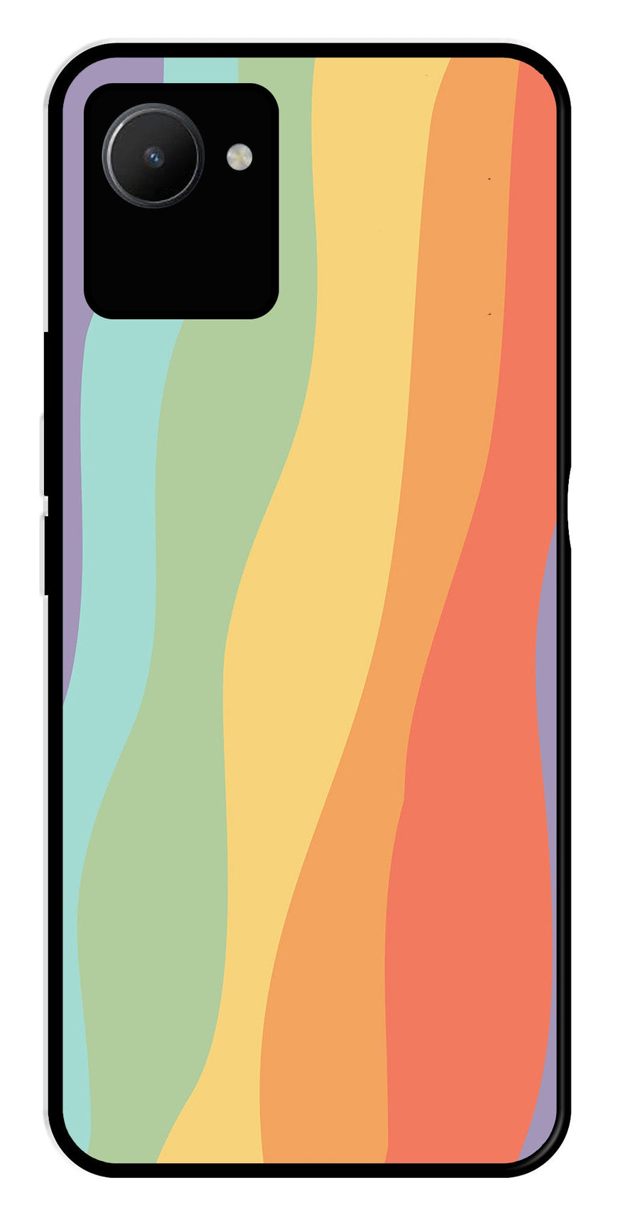 Muted Rainbow Metal Mobile Case for Realme C30s   (Design No -02)