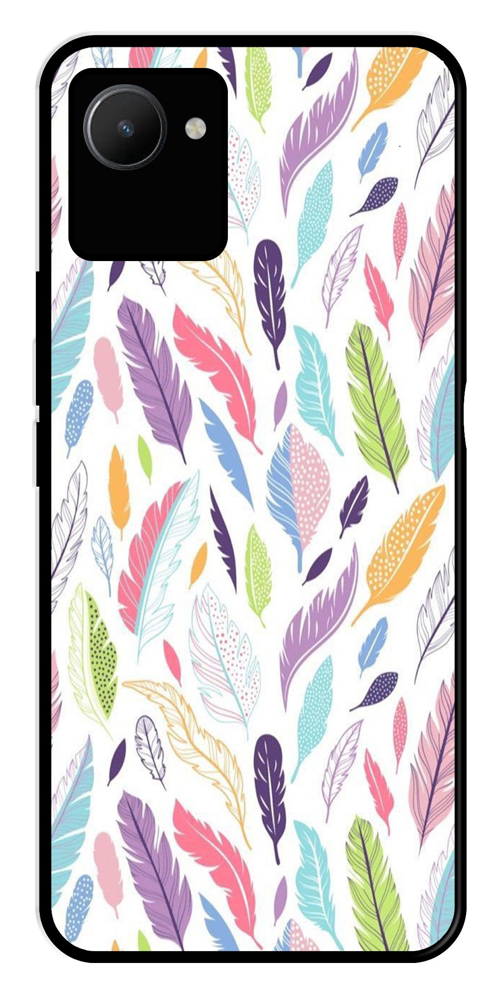 Colorful Feathers Metal Mobile Case for Realme C30s   (Design No -06)