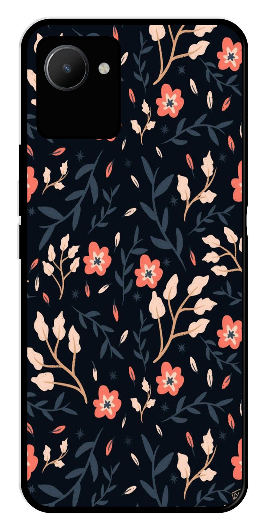 Floral Pattern Metal Mobile Case for Realme C30s   (Design No -10)