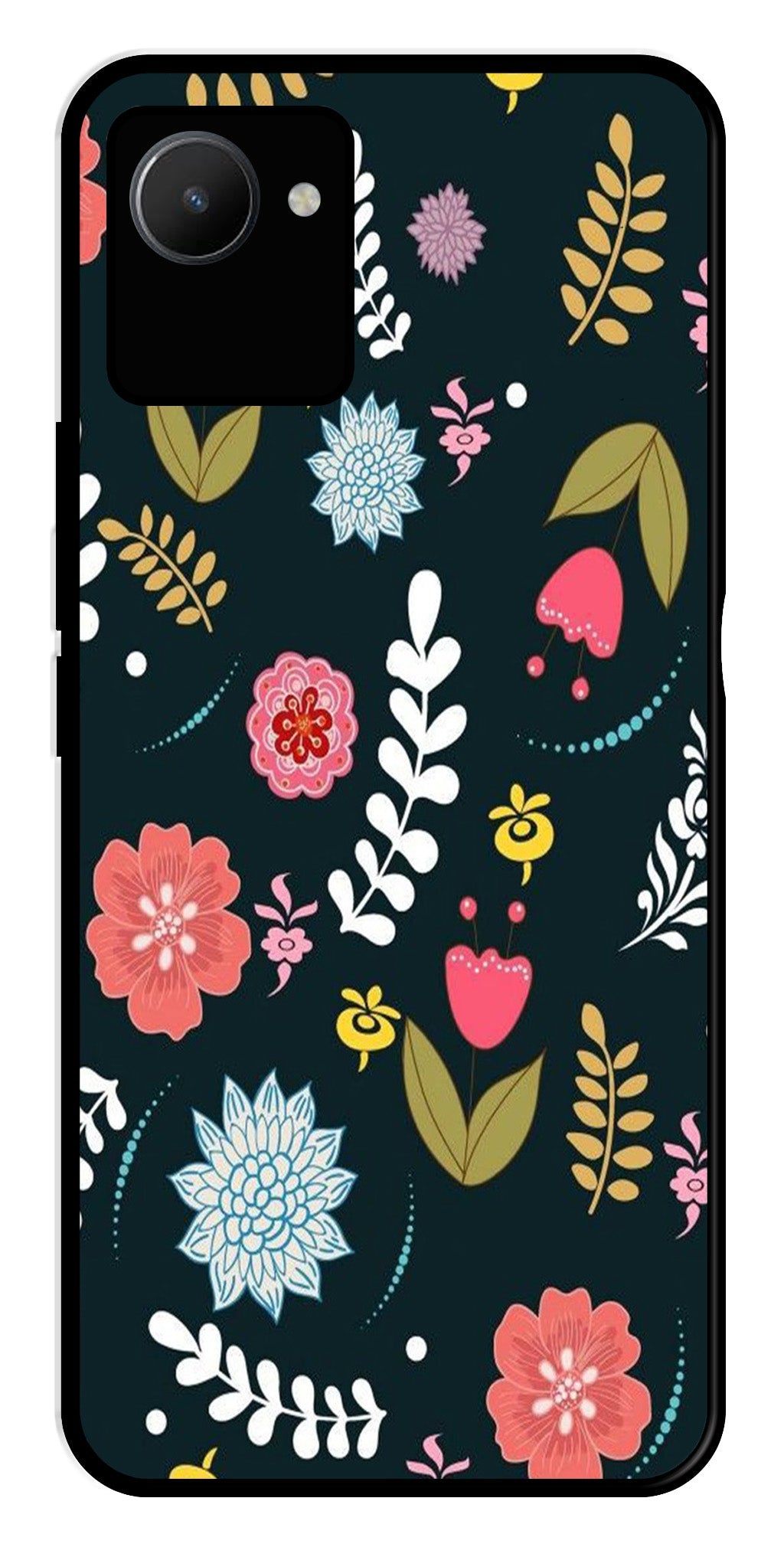 Floral Pattern2 Metal Mobile Case for Realme C30s   (Design No -12)