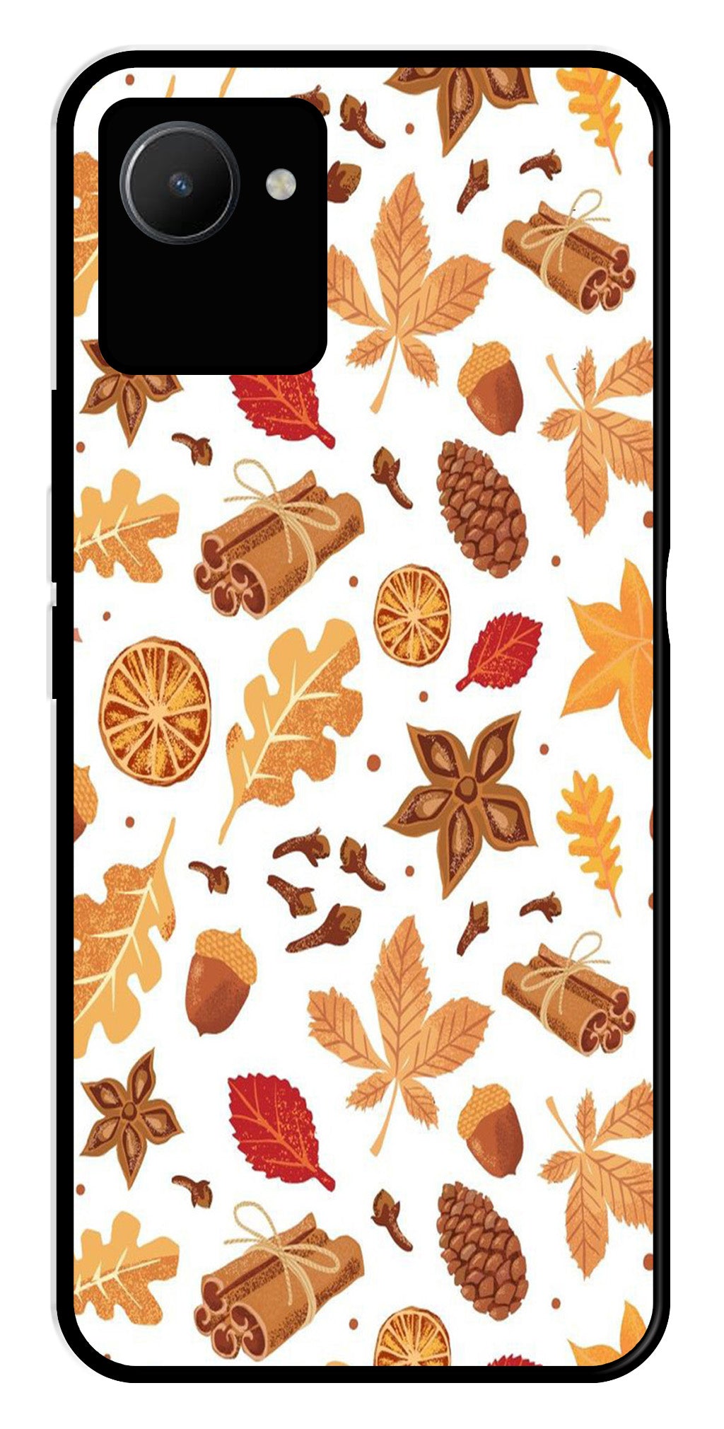 Autumn Leaf Metal Mobile Case for Realme C30s   (Design No -19)