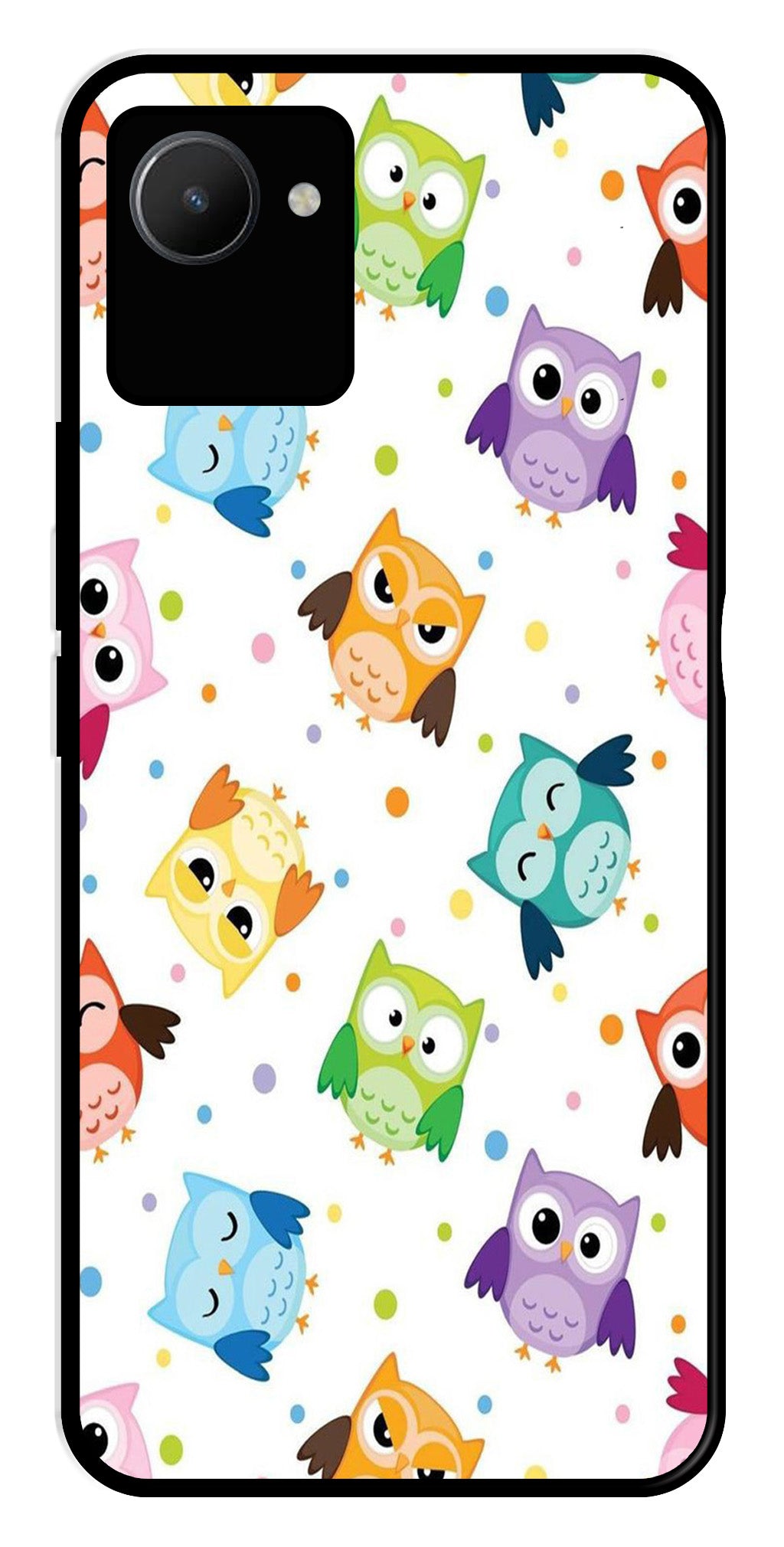 Owls Pattern Metal Mobile Case for Realme C30s   (Design No -20)