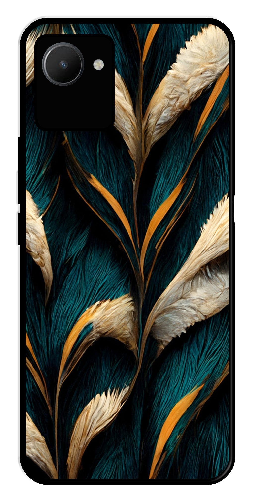 Feathers Metal Mobile Case for Realme C30s   (Design No -30)