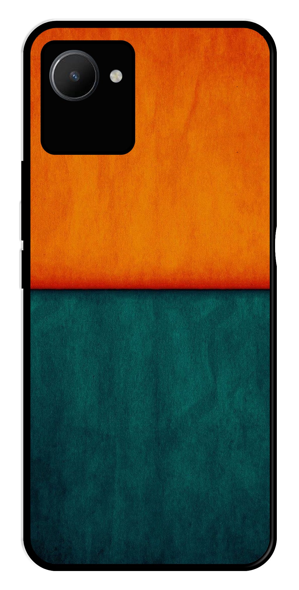 Orange Green Pattern Metal Mobile Case for Realme C30s   (Design No -45)