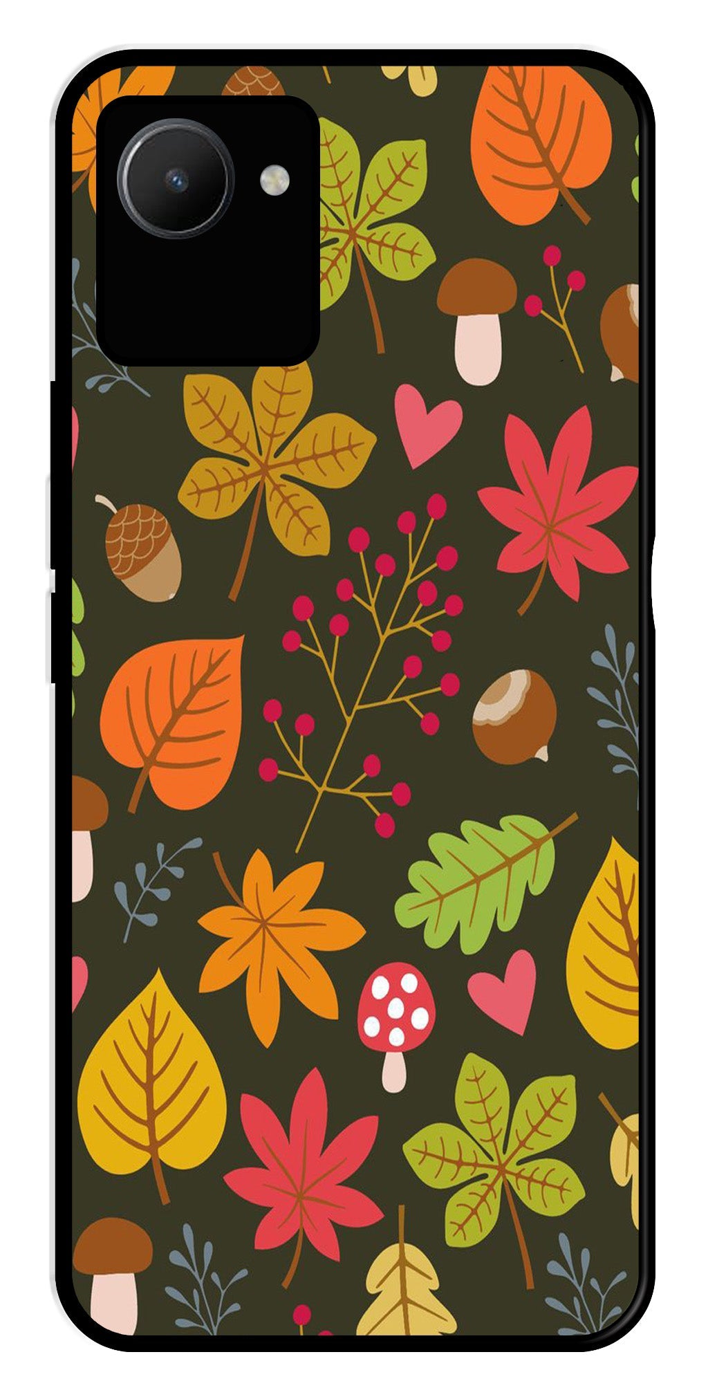 Leaves Design Metal Mobile Case for Realme C30s   (Design No -51)