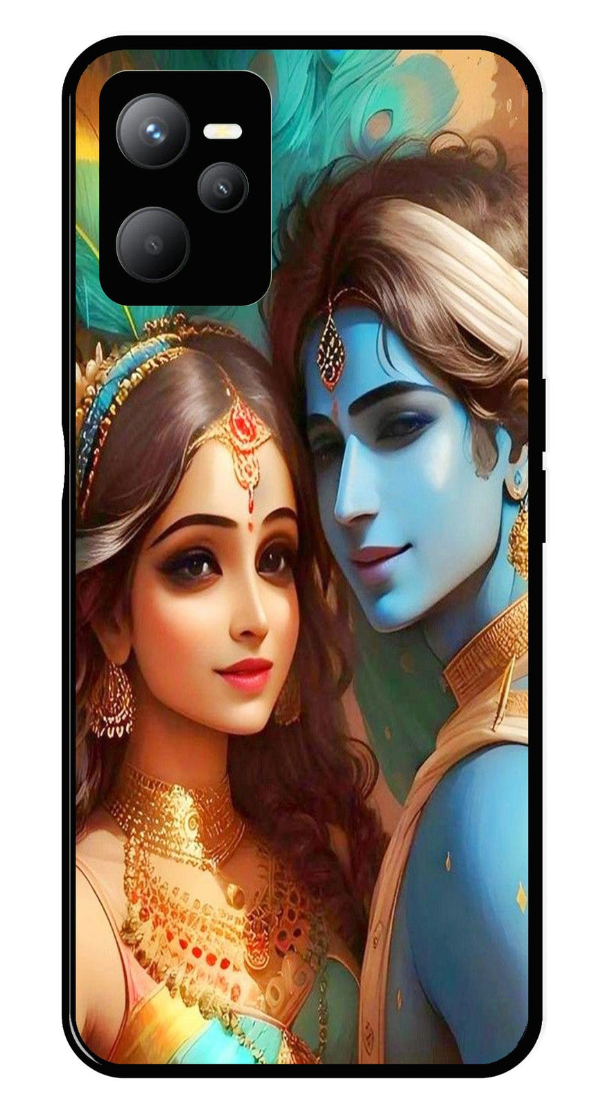 Lord Radha Krishna Metal Mobile Case for Realme C35   (Design No -01)