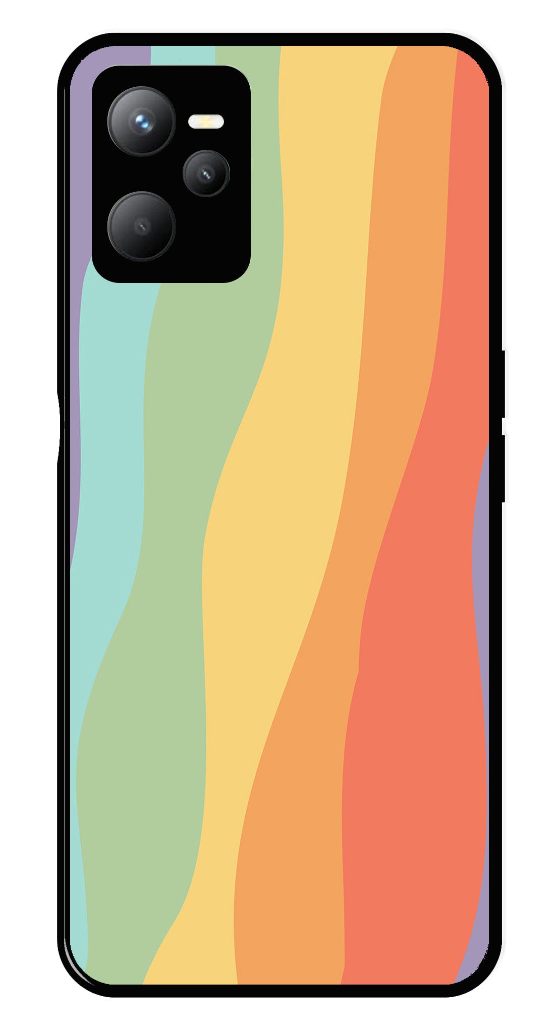 Muted Rainbow Metal Mobile Case for Realme C35   (Design No -02)