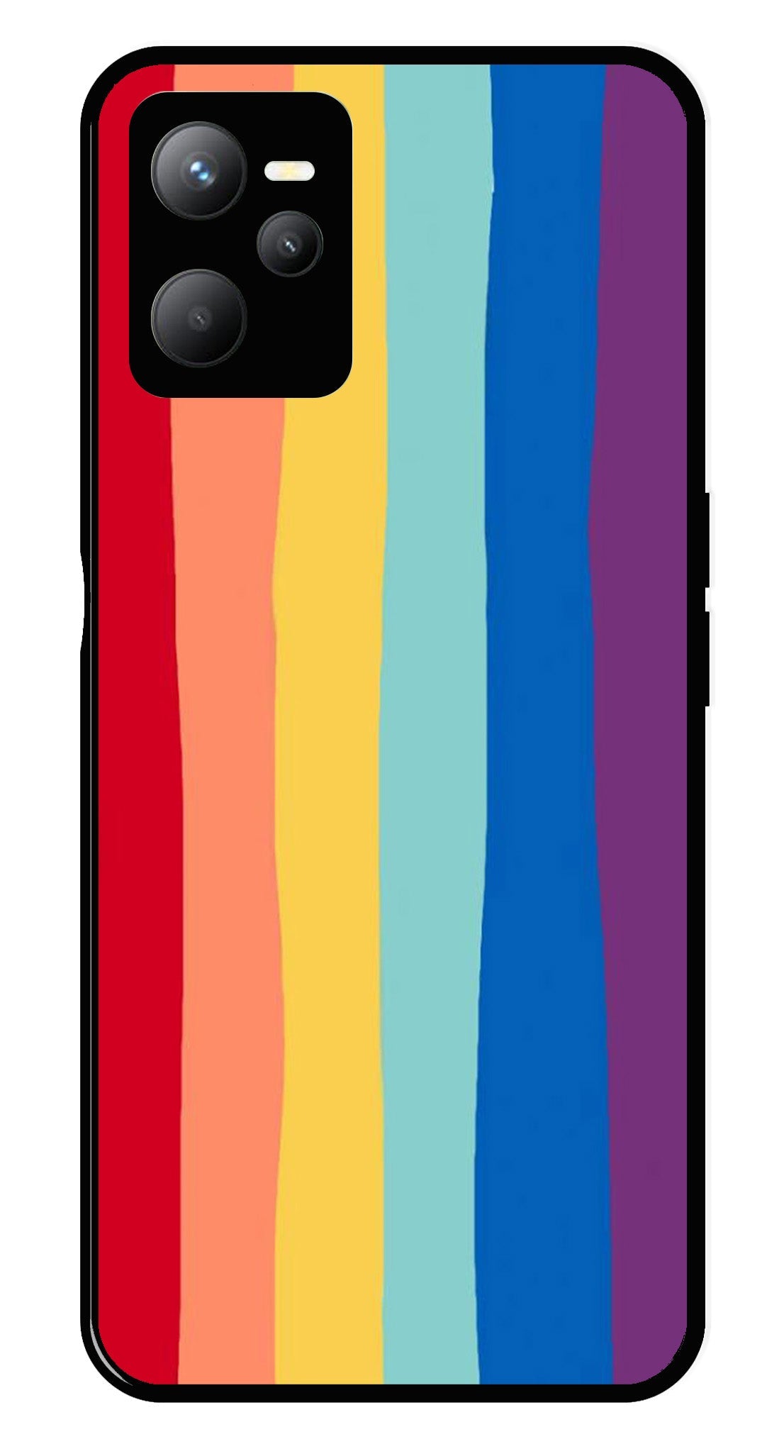 Rainbow MultiColor Metal Mobile Case for Realme C35   (Design No -03)