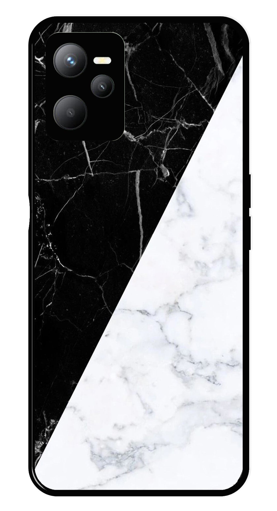 Black White Marble Design Metal Mobile Case for Realme C35   (Design No -09)