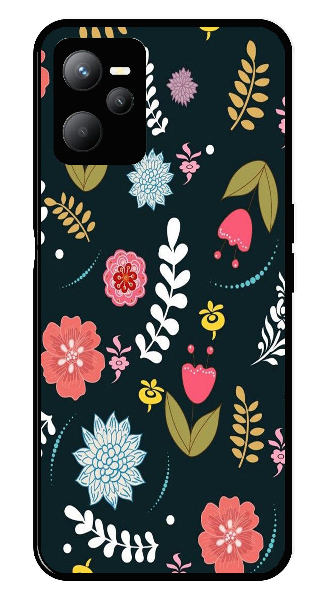 Floral Pattern2 Metal Mobile Case for Realme C35   (Design No -12)