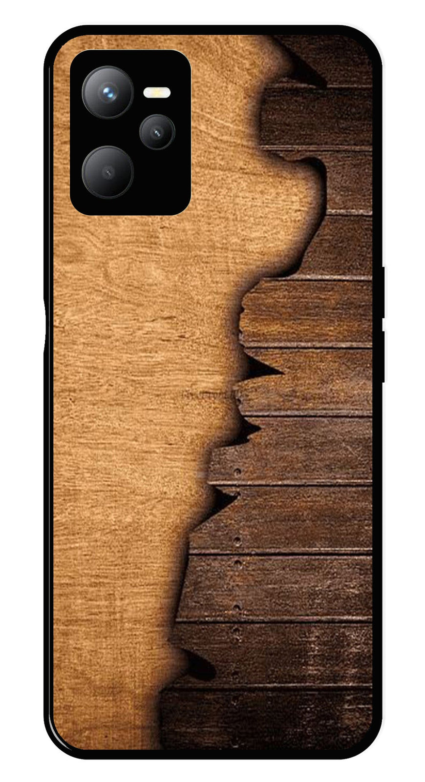 Wooden Design Metal Mobile Case for Realme C35   (Design No -13)