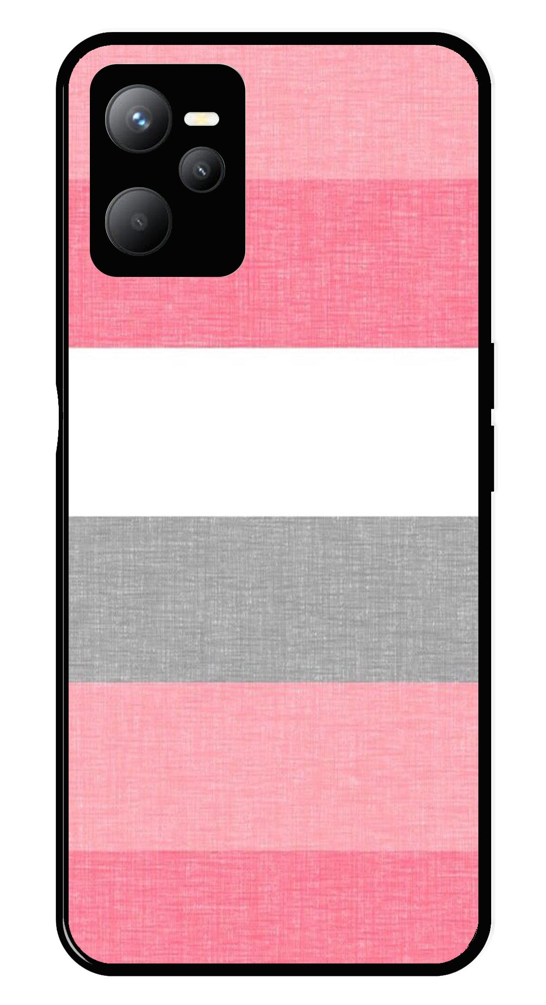 Pink Pattern Metal Mobile Case for Realme C35   (Design No -23)