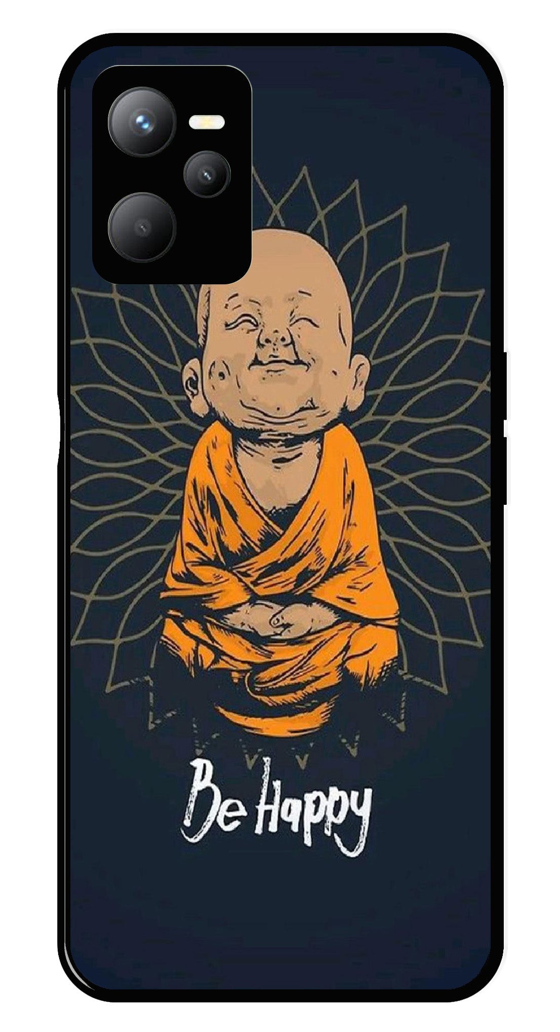 Be Happy Metal Mobile Case for Realme C35   (Design No -27)