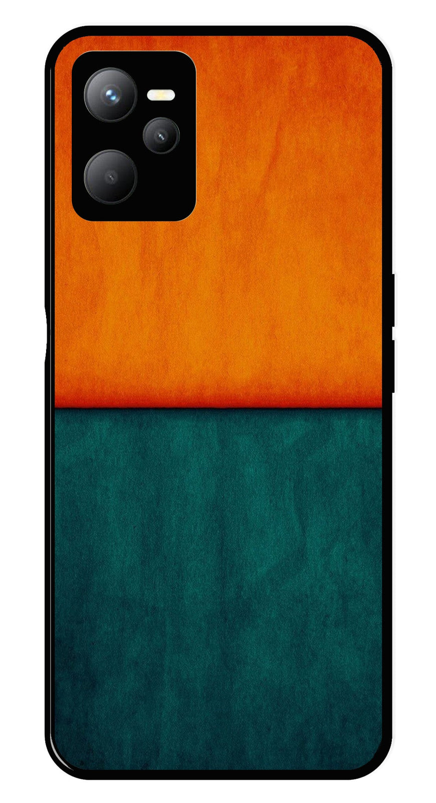 Orange Green Pattern Metal Mobile Case for Realme C35   (Design No -45)