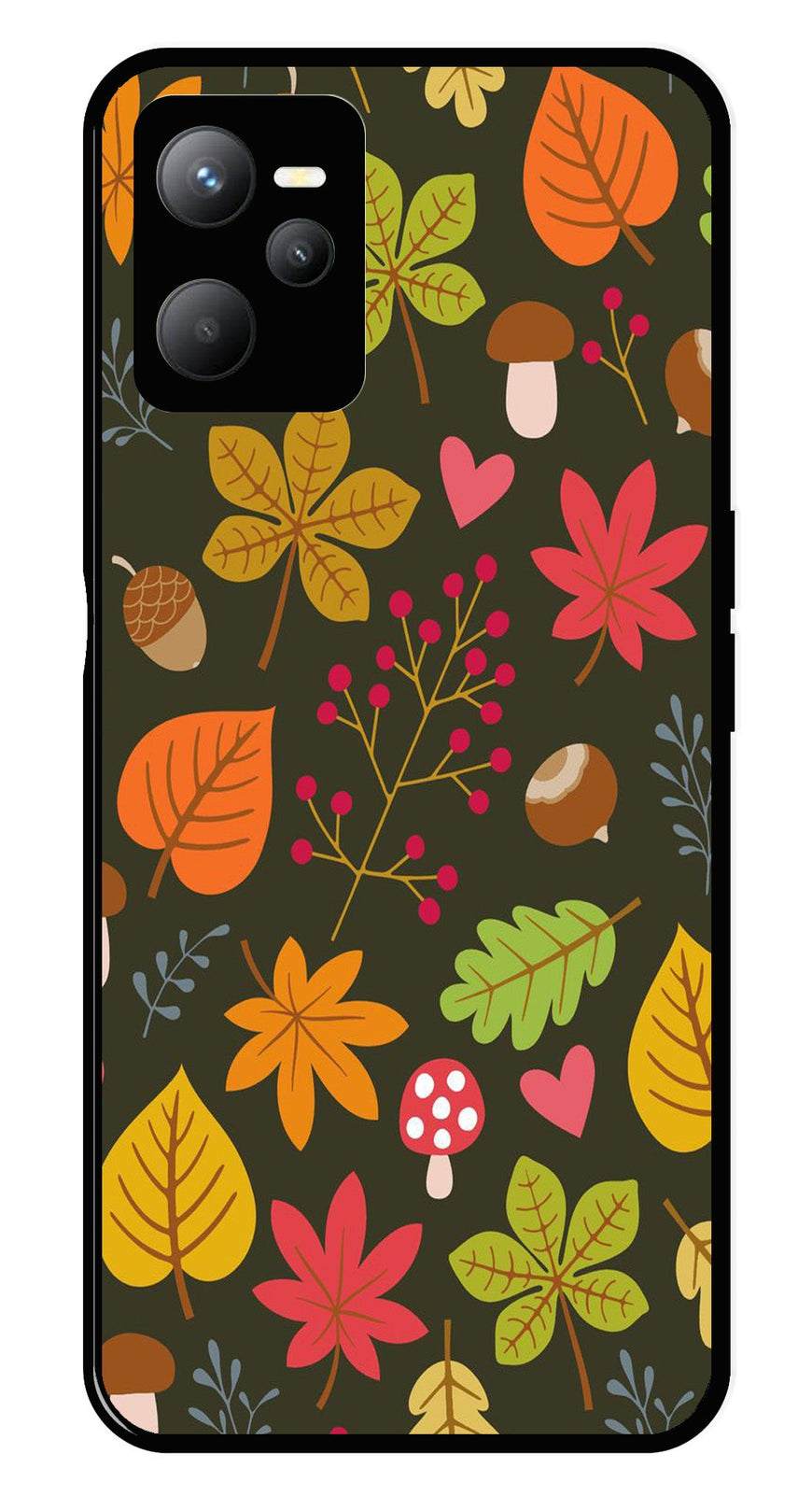 Leaves Design Metal Mobile Case for Realme C35   (Design No -51)