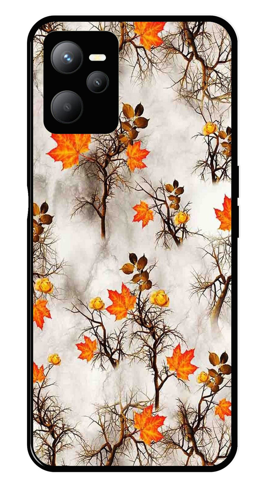 Autumn leaves Metal Mobile Case for Realme C35   (Design No -55)