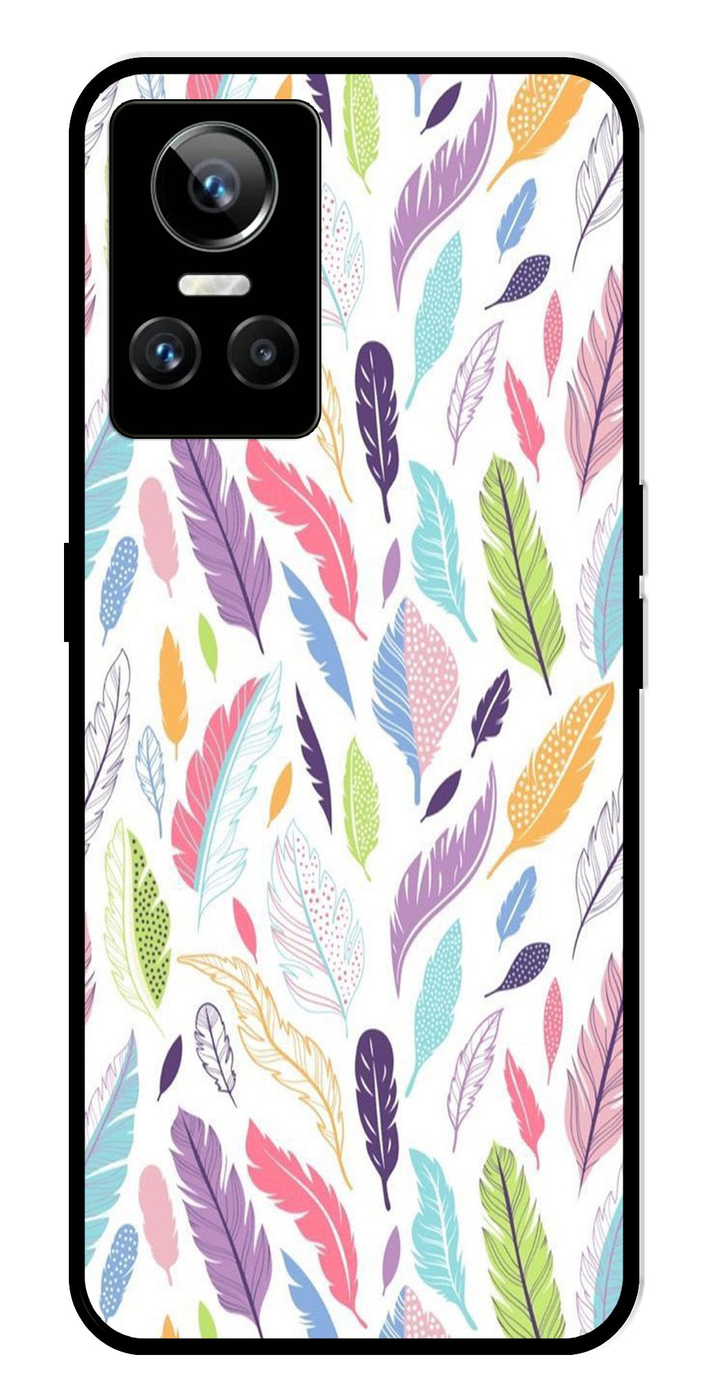 Colorful Feathers Metal Mobile Case for Realme GT Neo 3   (Design No -06)