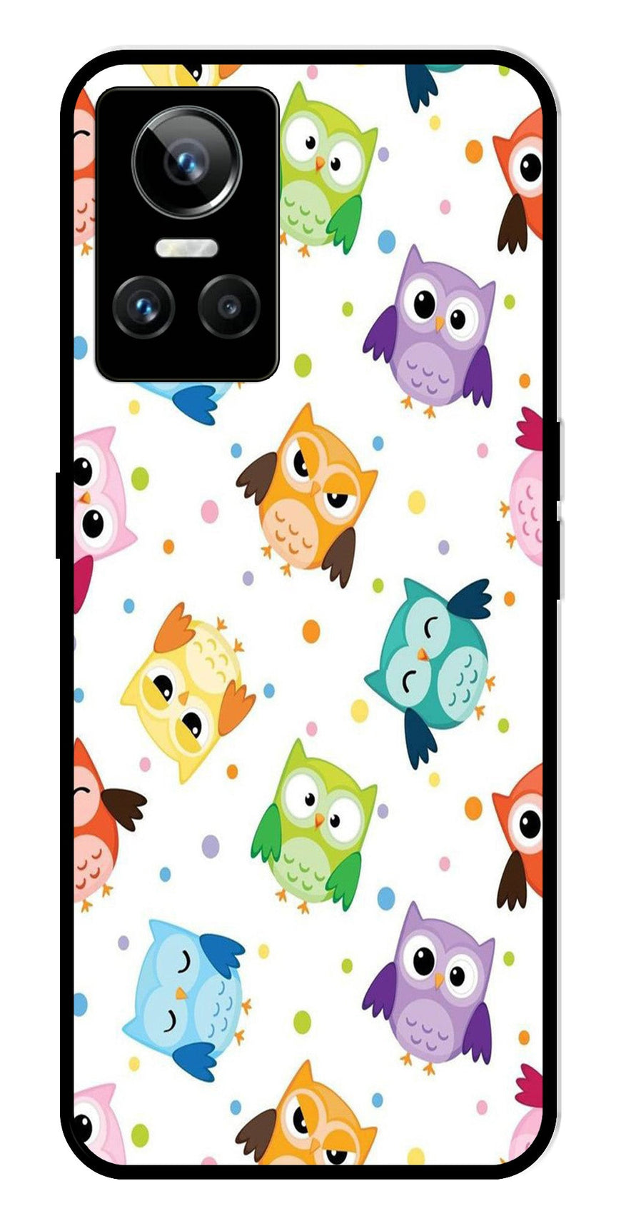 Owls Pattern Metal Mobile Case for Realme GT Neo 3   (Design No -20)