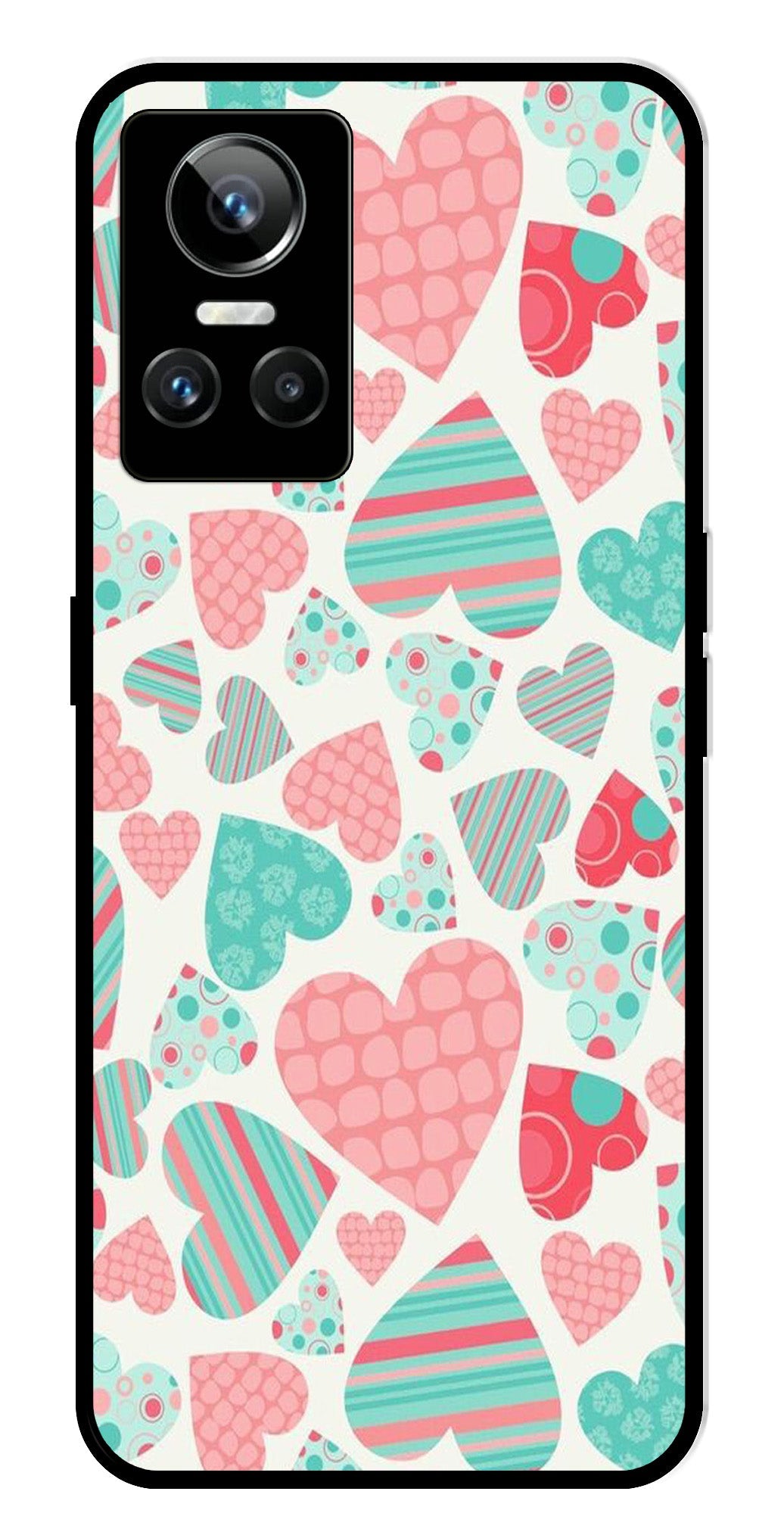 Hearts Pattern Metal Mobile Case for Realme GT Neo 3   (Design No -22)