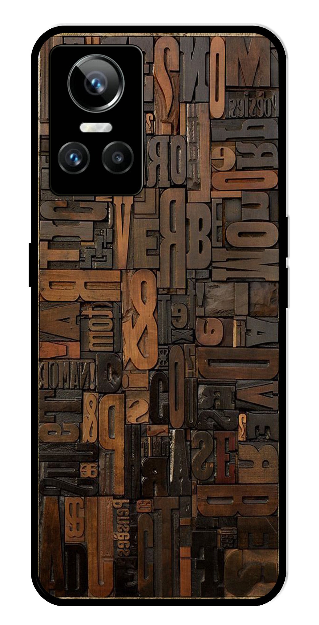 Alphabets Metal Mobile Case for Realme GT Neo 3   (Design No -32)