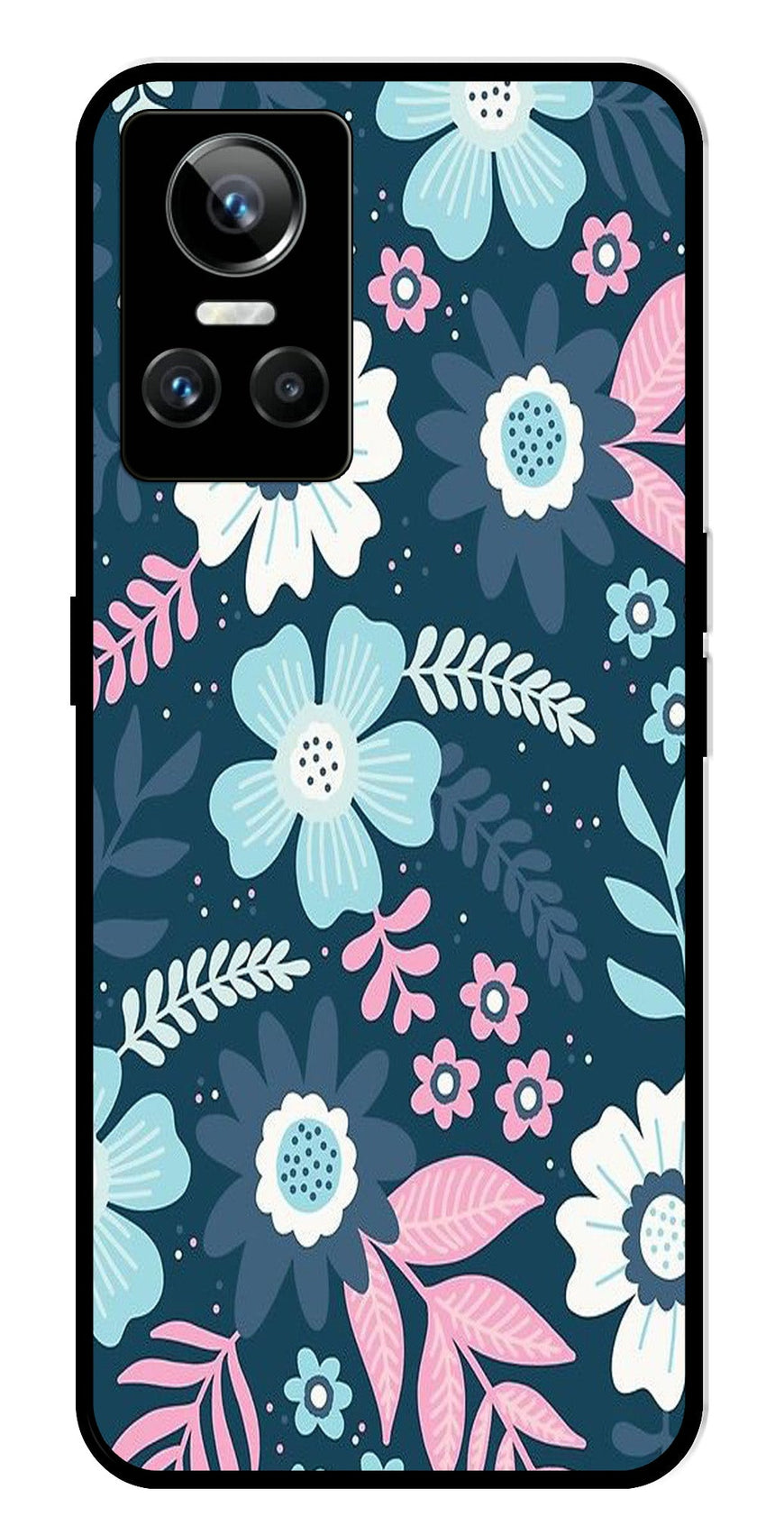 Flower Leaves Design Metal Mobile Case for Realme GT Neo 3   (Design No -50)