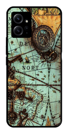 Map Design Metal Mobile Case for Redmi Note 12 4G