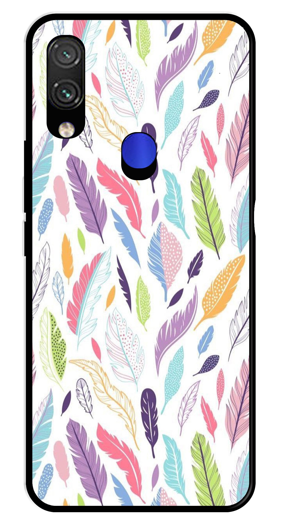 Colorful Feathers Metal Mobile Case for Redmi Note 7   (Design No -06)