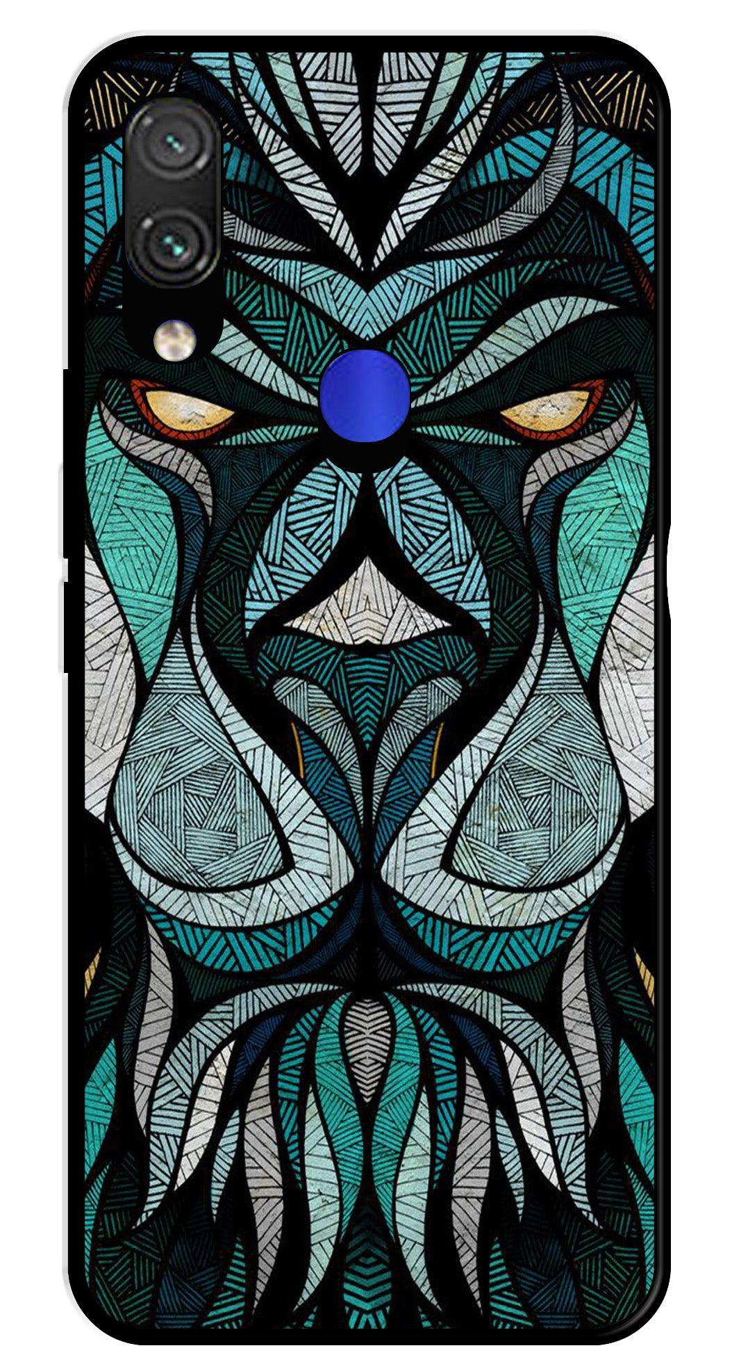 Lion Pattern Metal Mobile Case for Redmi Note 7   (Design No -40)