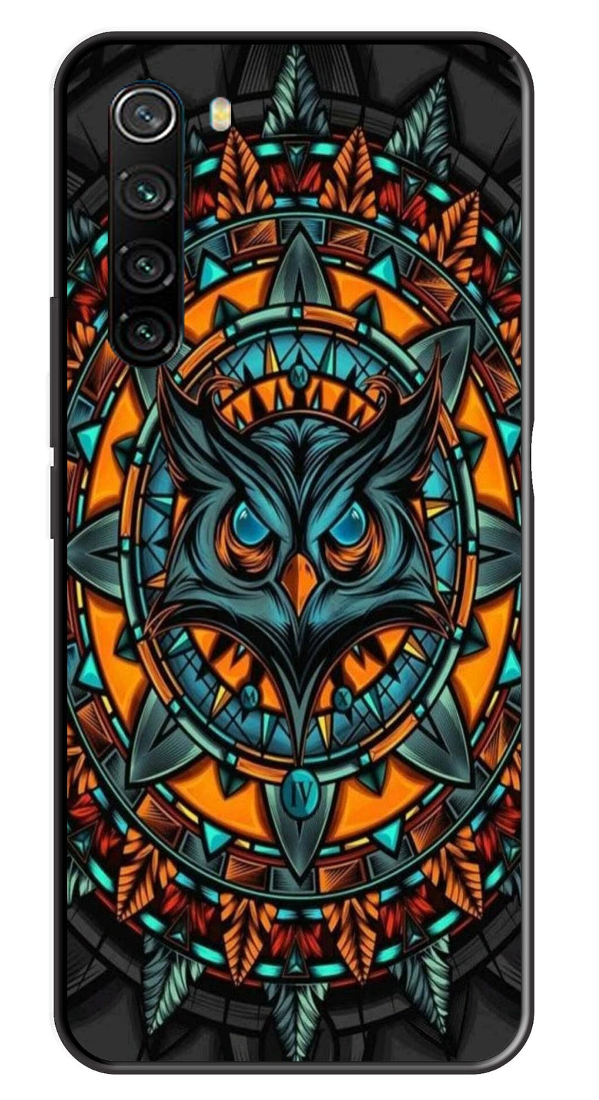 Owl Pattern Metal Mobile Case for Redmi Note 8   (Design No -42)