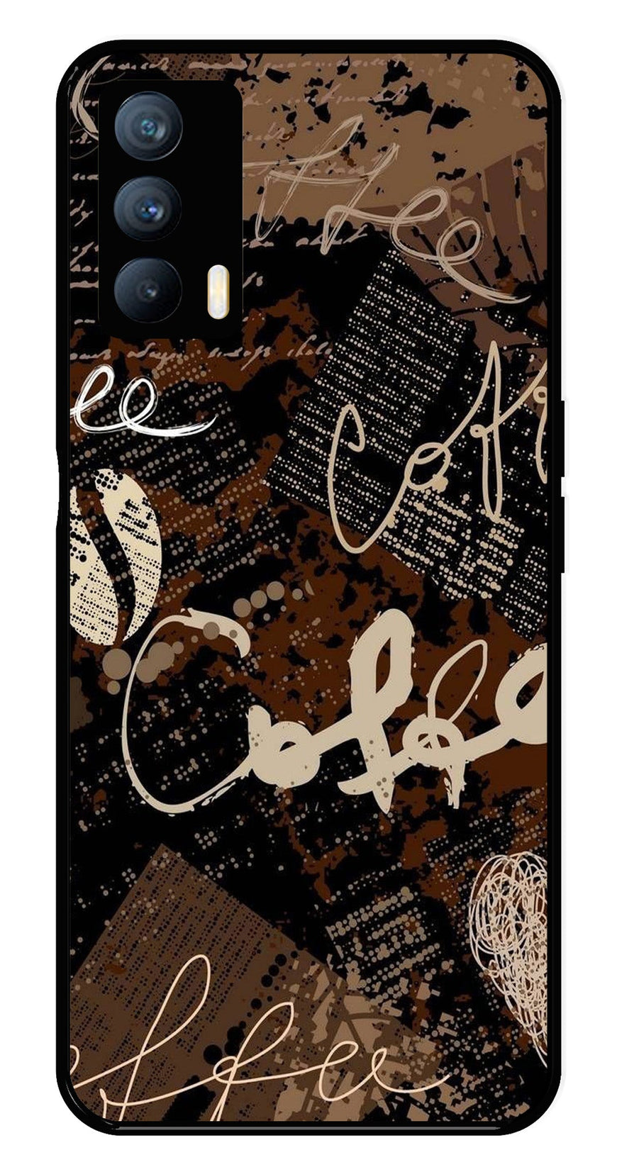 Coffee Pattern Metal Mobile Case for Realme X7   (Design No -37)