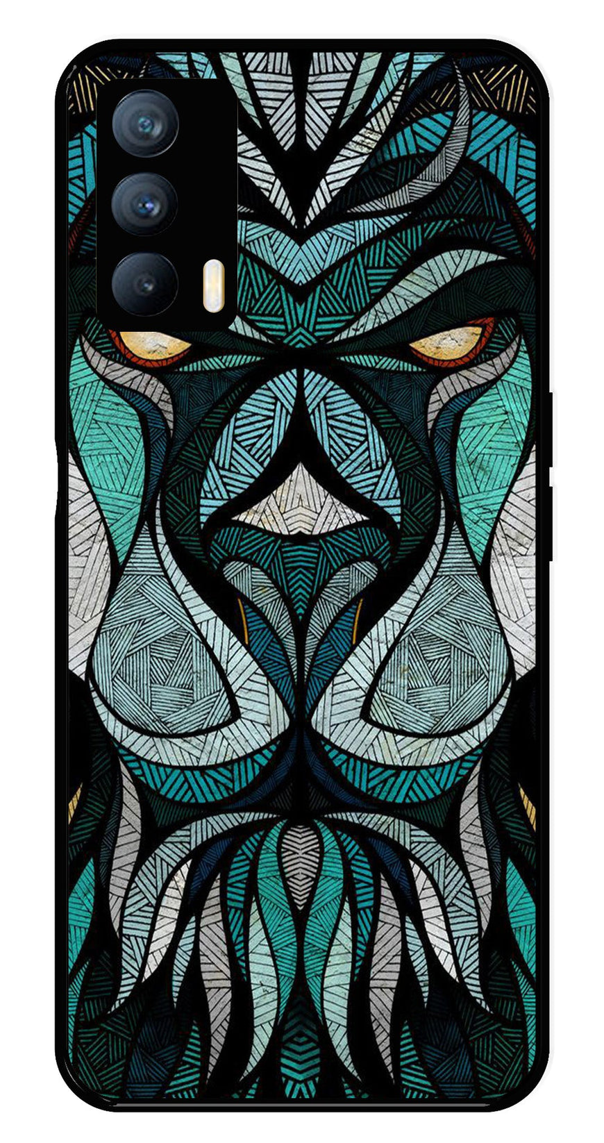 Lion Pattern Metal Mobile Case for Realme X7   (Design No -40)