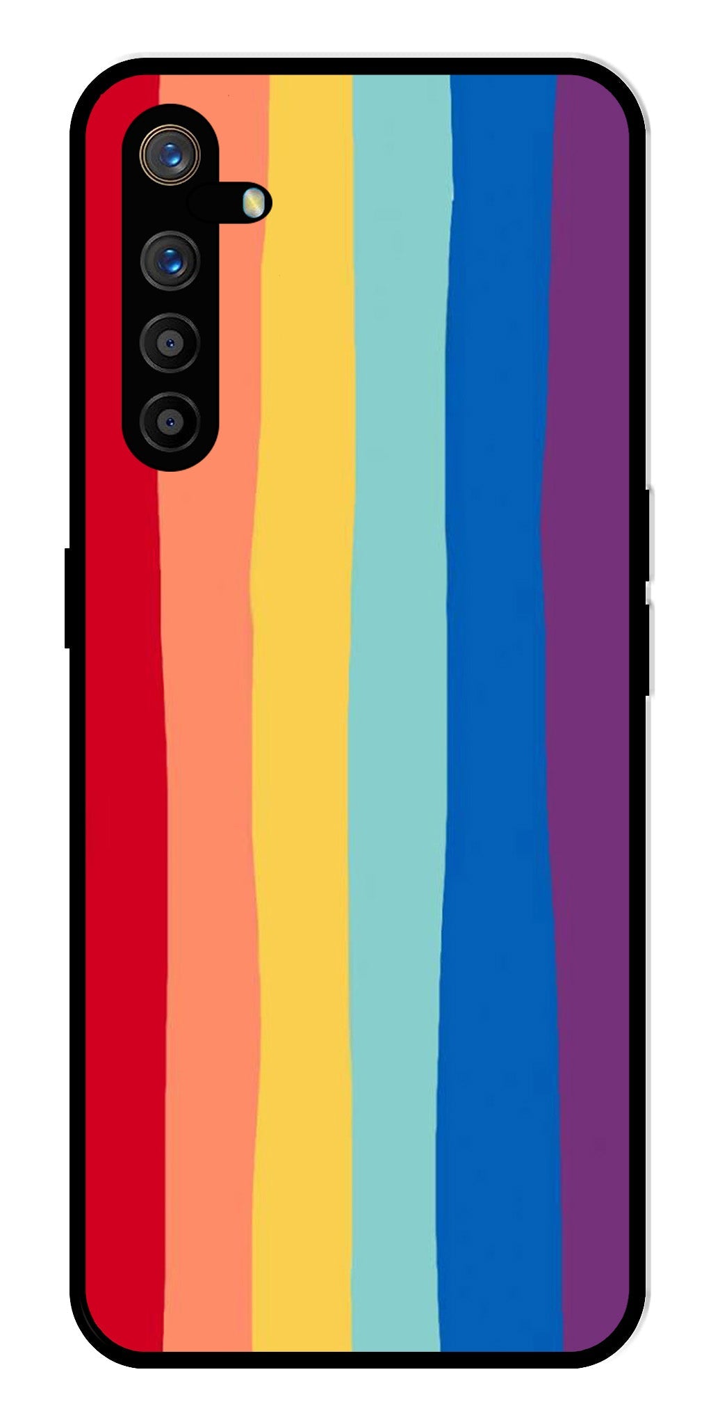 Rainbow MultiColor Metal Mobile Case for Realme XT   (Design No -03)