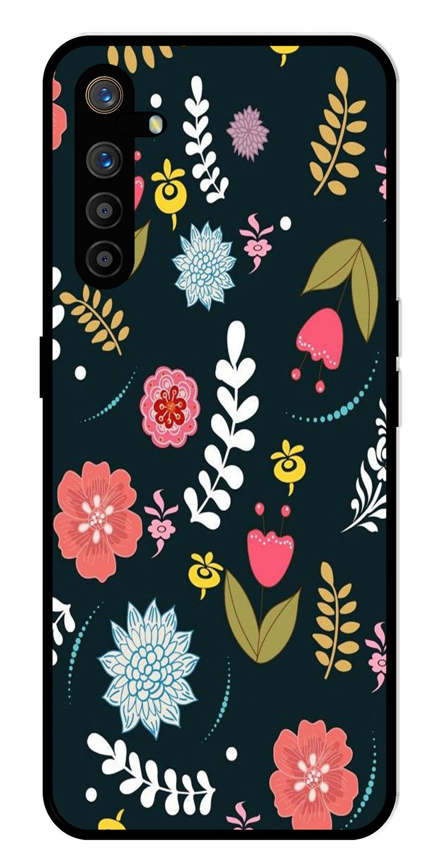 Floral Pattern2 Metal Mobile Case for Realme XT   (Design No -12)