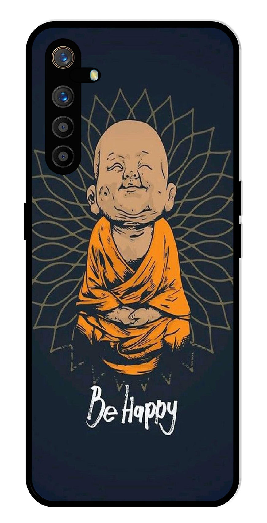 Be Happy Metal Mobile Case for Realme XT   (Design No -27)