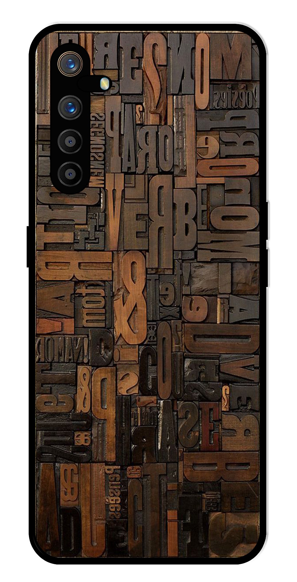 Alphabets Metal Mobile Case for Realme XT   (Design No -32)