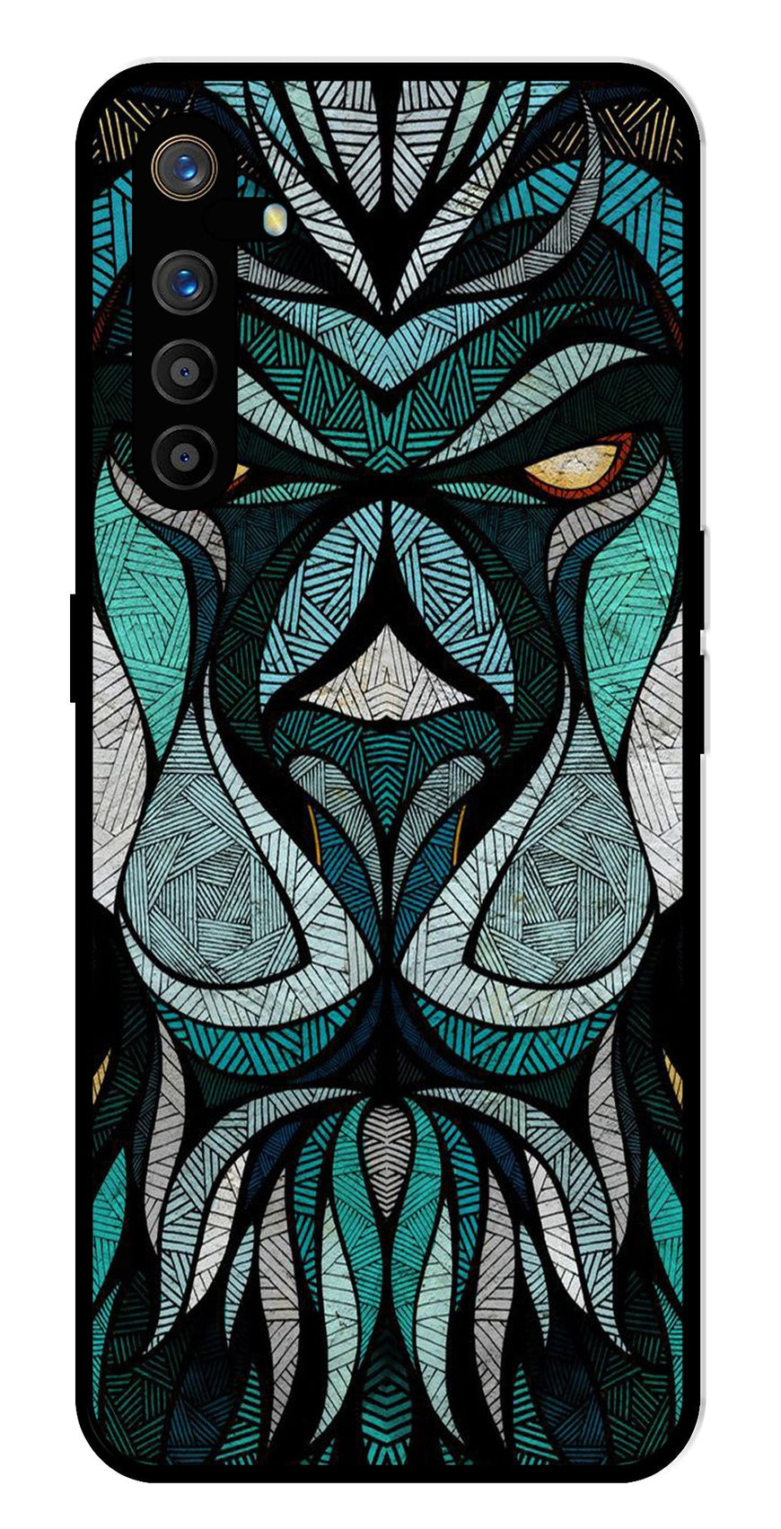 Lion Pattern Metal Mobile Case for Realme XT   (Design No -40)