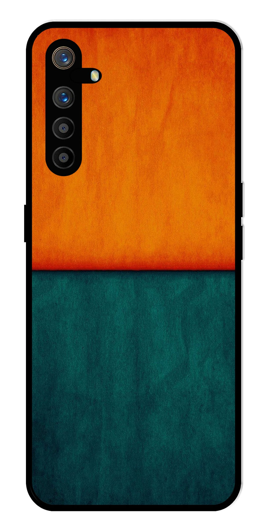 Orange Green Pattern Metal Mobile Case for Realme XT   (Design No -45)