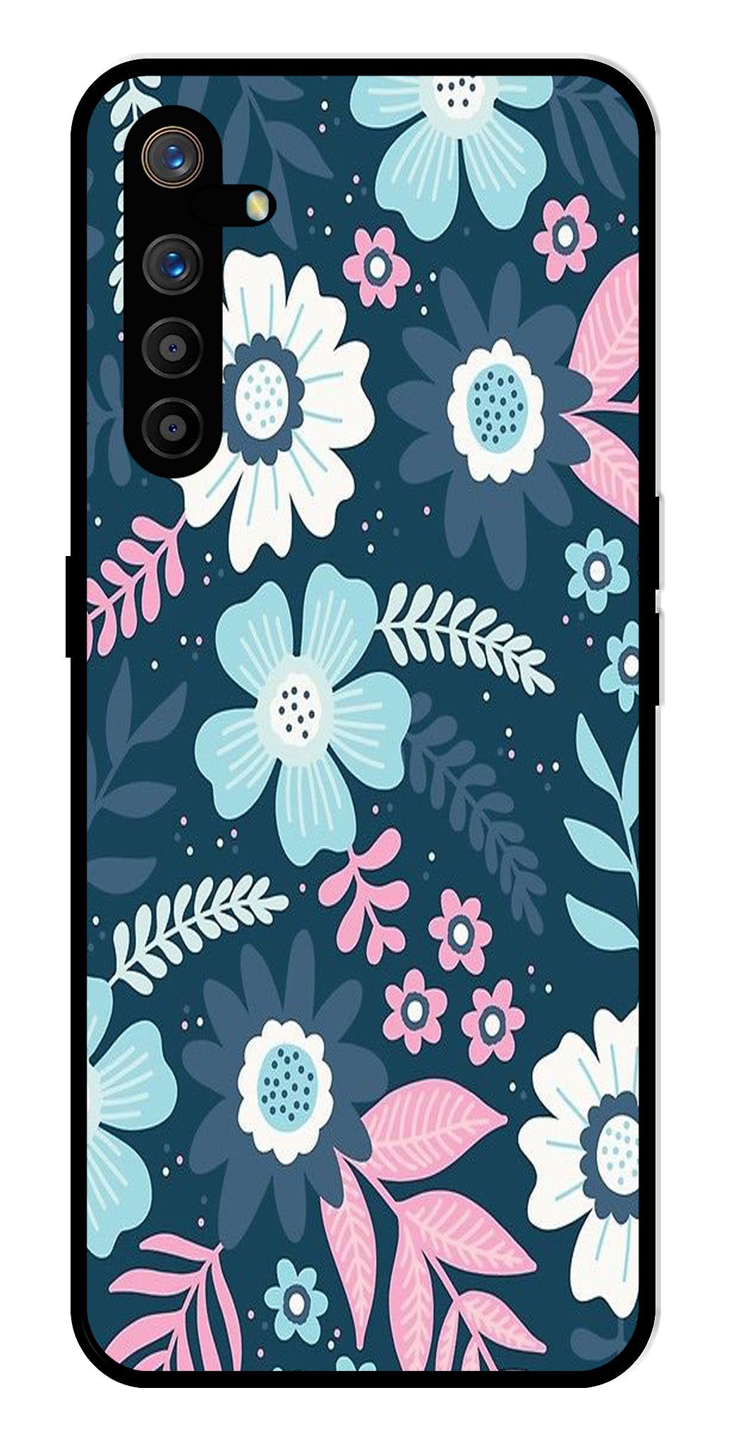 Flower Leaves Design Metal Mobile Case for Realme XT   (Design No -50)