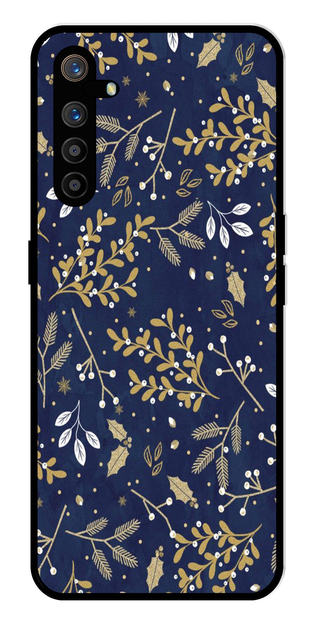 Floral Pattern  Metal Mobile Case for Realme XT   (Design No -52)