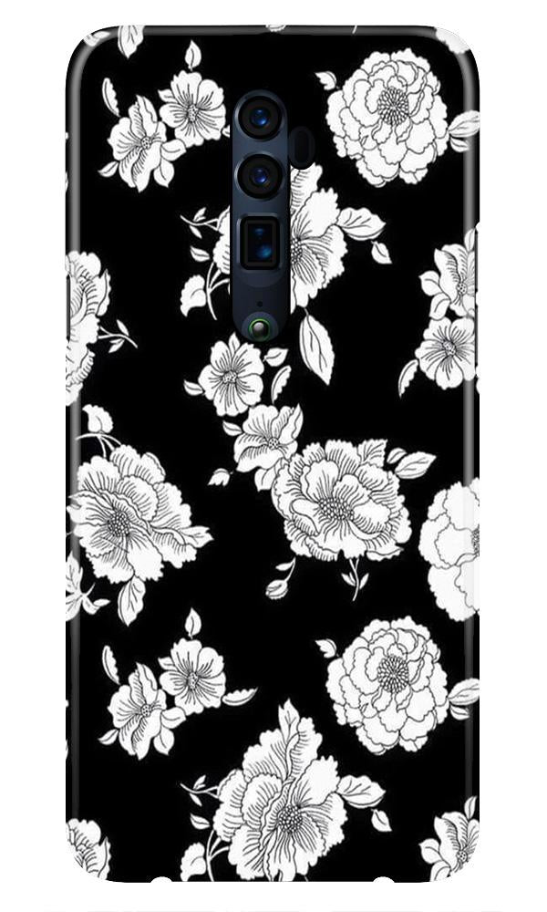 White flowers Black Background Case for Oppo A9 2020