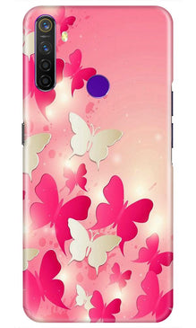 White Pick Butterflies Mobile Back Case for Realme 5s (Design - 28)