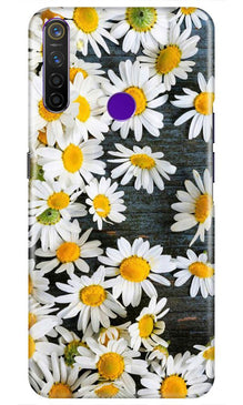 White flowers2 Mobile Back Case for Realme 5s (Design - 62)