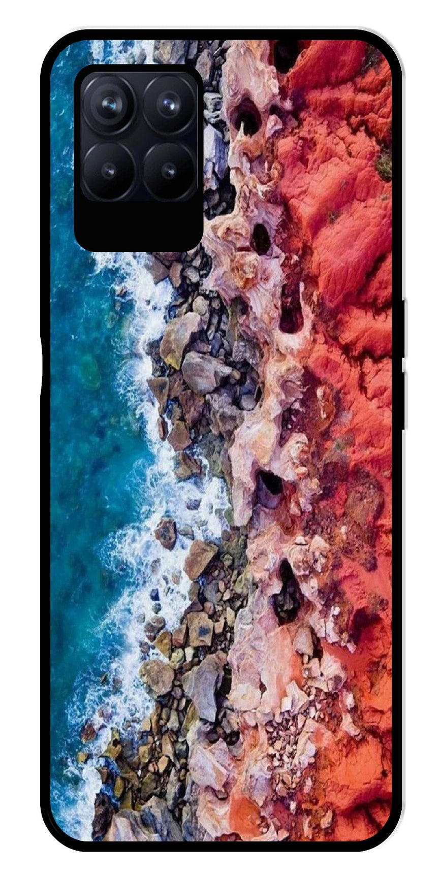 Sea Shore Metal Mobile Case for Realme 8i  (Design No -18)