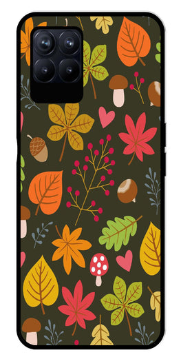 Leaves Design Metal Mobile Case for Realme 8i  (Design No -51)