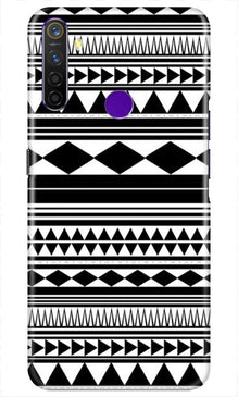 Black white Pattern Mobile Back Case for Realme 5i (Design - 5)