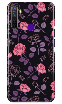 Rose Black Background Mobile Back Case for Realme 5i (Design - 27)