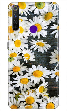 White flowers2 Mobile Back Case for Realme 5i (Design - 62)