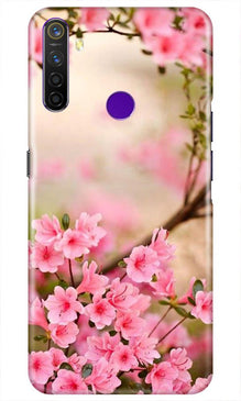 Pink flowers Mobile Back Case for Realme 5i (Design - 69)